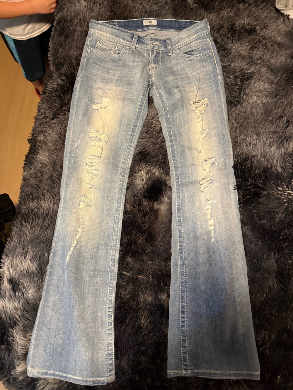 Daytrip Light Wash Distressed Flare Jeans